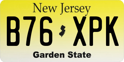 NJ license plate B76XPK