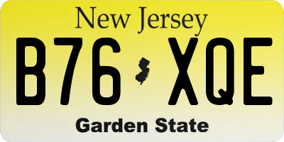 NJ license plate B76XQE