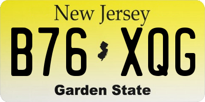 NJ license plate B76XQG