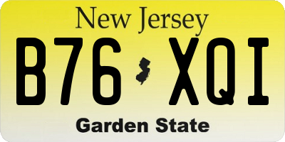NJ license plate B76XQI