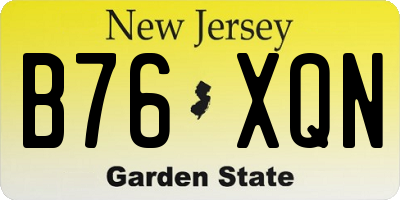 NJ license plate B76XQN