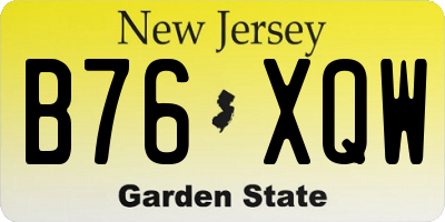 NJ license plate B76XQW