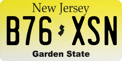 NJ license plate B76XSN