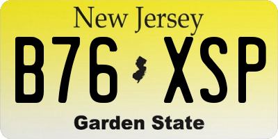 NJ license plate B76XSP