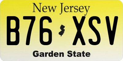NJ license plate B76XSV