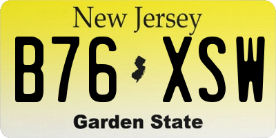 NJ license plate B76XSW