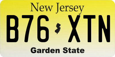 NJ license plate B76XTN