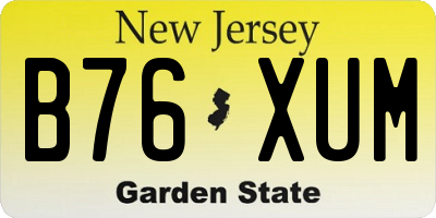 NJ license plate B76XUM