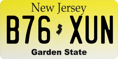 NJ license plate B76XUN