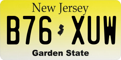 NJ license plate B76XUW