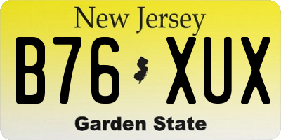 NJ license plate B76XUX