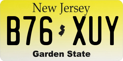 NJ license plate B76XUY