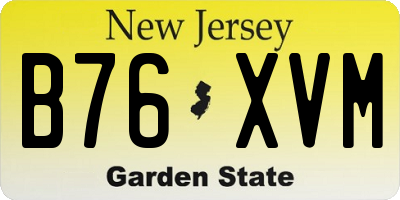 NJ license plate B76XVM