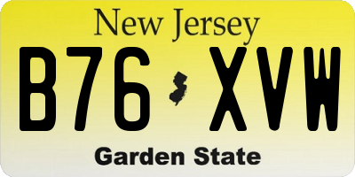 NJ license plate B76XVW