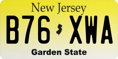 NJ license plate B76XWA