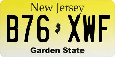 NJ license plate B76XWF