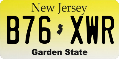 NJ license plate B76XWR