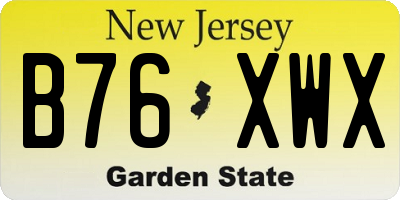 NJ license plate B76XWX