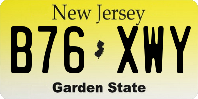 NJ license plate B76XWY