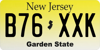 NJ license plate B76XXK