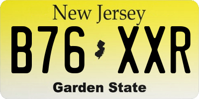 NJ license plate B76XXR