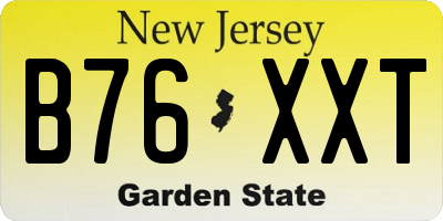 NJ license plate B76XXT