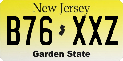 NJ license plate B76XXZ