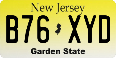 NJ license plate B76XYD
