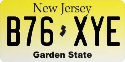 NJ license plate B76XYE