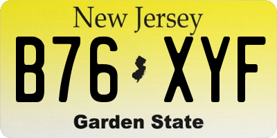 NJ license plate B76XYF
