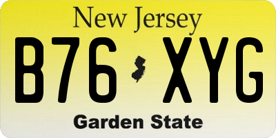 NJ license plate B76XYG