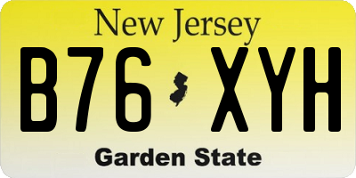 NJ license plate B76XYH