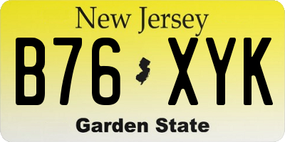 NJ license plate B76XYK