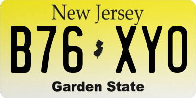 NJ license plate B76XYO