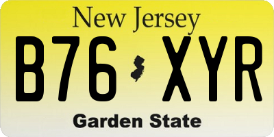 NJ license plate B76XYR
