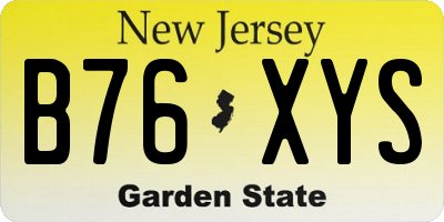 NJ license plate B76XYS