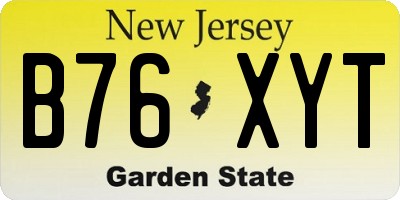 NJ license plate B76XYT