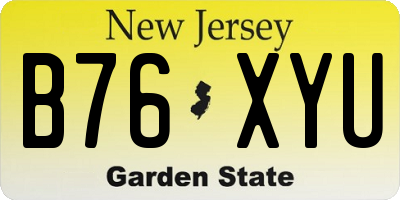 NJ license plate B76XYU