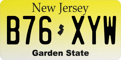 NJ license plate B76XYW