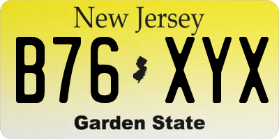 NJ license plate B76XYX
