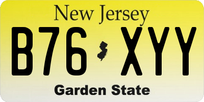 NJ license plate B76XYY