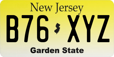 NJ license plate B76XYZ