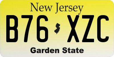 NJ license plate B76XZC