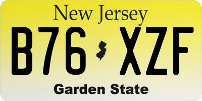 NJ license plate B76XZF