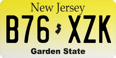 NJ license plate B76XZK
