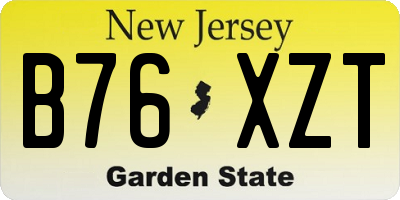 NJ license plate B76XZT