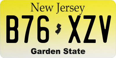 NJ license plate B76XZV