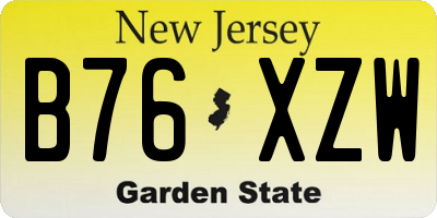 NJ license plate B76XZW