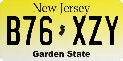 NJ license plate B76XZY