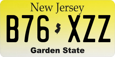 NJ license plate B76XZZ